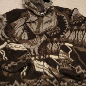 Warm Wool wolf zip up hoodie, handmade size M
